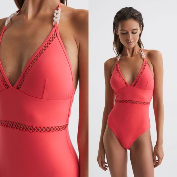 REISS ray colorblock bathing suit - Picture 1 of 8